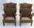 Late 20th Century Late 20th Century Chippendale Style Upholstered Wingback Chairs-a Pair For Sale - Image 5 of 12
