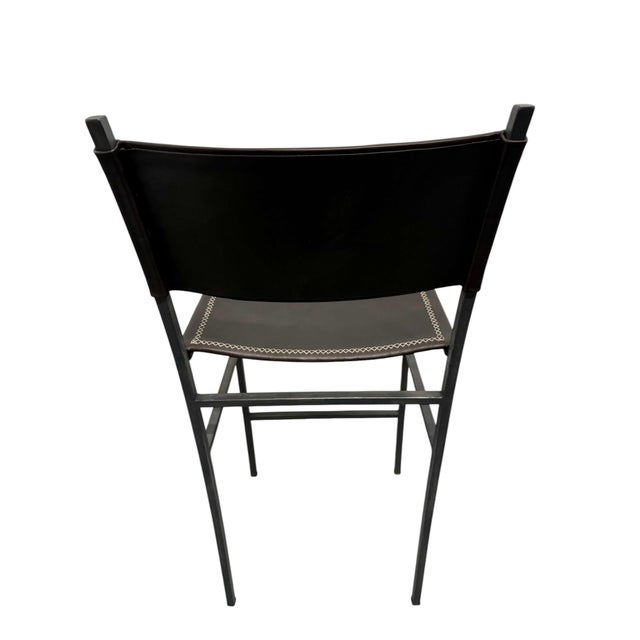 Sol & Luna Brown Leather and Iron Bar Stool, Showroom Sample For Sale In Indianapolis - Image 6 of 8