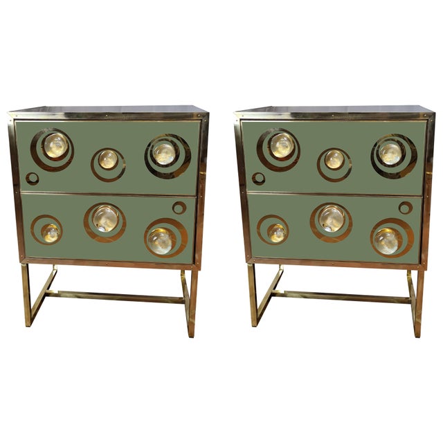 Not Yet Made - Made To Order Green Bedside Tables with Spheric Murano Glass from Justfurnituress SRL, Set of 2 For Sale - Image 5 of 5