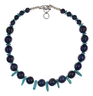 Ajd 20 Inch Sleeping Beauty Turquoise Accenting Lapis Lazuli Necklace