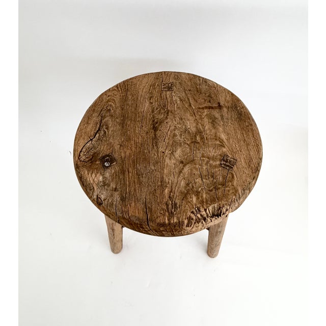 Wood Rustic Elm Milking Stool For Sale - Image 7 of 9