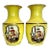 Pair of Vintage Maitland-Smith Hand Painted Lemon Yellow Asian Portrait Vases For Sale