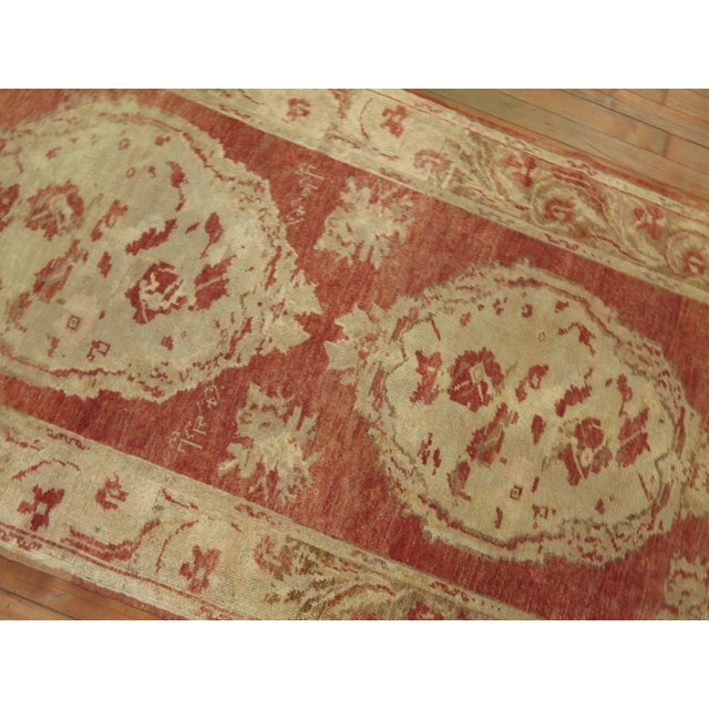 Red Zabihi Collection Antique Turkish Floral Runner For Sale - Image 8 of 12