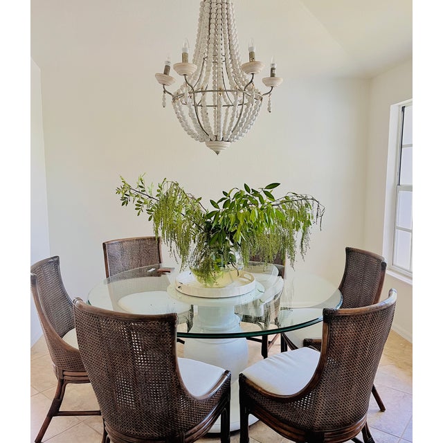 Antique White Large Wooden Chandelier - 31" Ø - 6 Lights For Sale - Image 8 of 9
