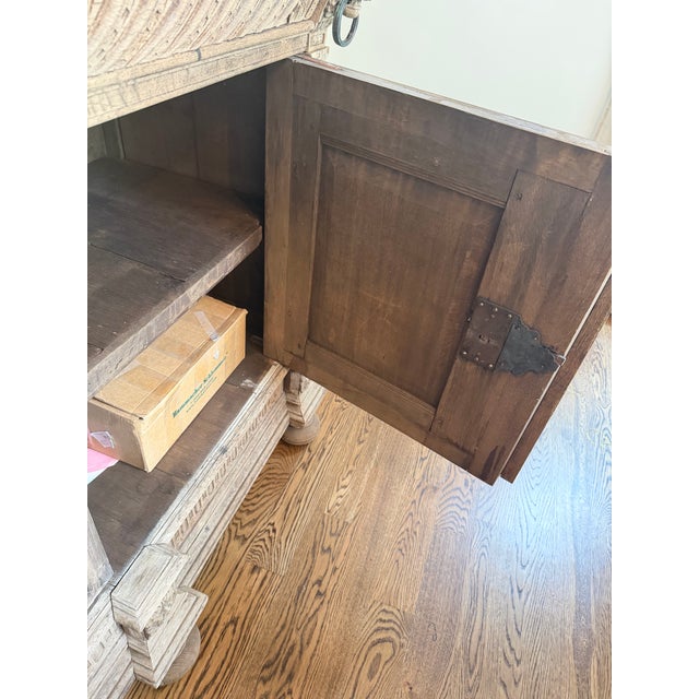 19th Century French Antique Carved Bleached Oak Buffet / Hutch For Sale - Image 12 of 12