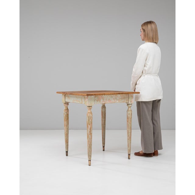 Gustavian (Swedish) 20th Century French Gustavian Wood Patinated Side Table For Sale - Image 3 of 18