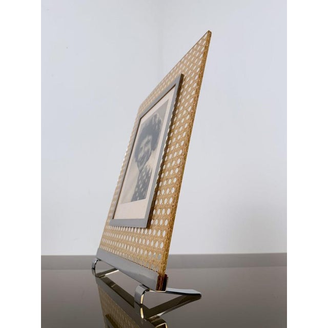 Large Picture Frame in Acrylic Glass, Cane Webbing and Brass in the style of Christian Dior, 1970s For Sale - Image 10 of 17
