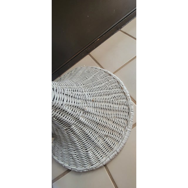 1970's Boho Chic White Wicker Floor Lamp For Sale - Image 10 of 18