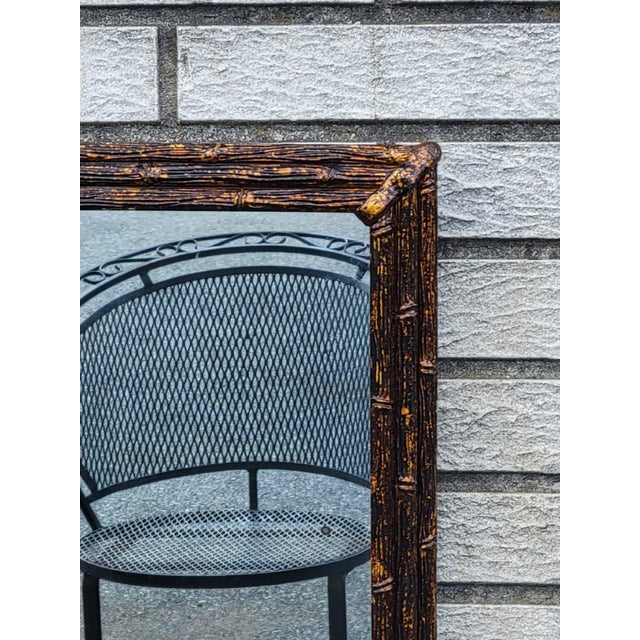 English 1920s Bamboo Gilded Wall Mirror Black& Gold For Sale - Image 10 of 11