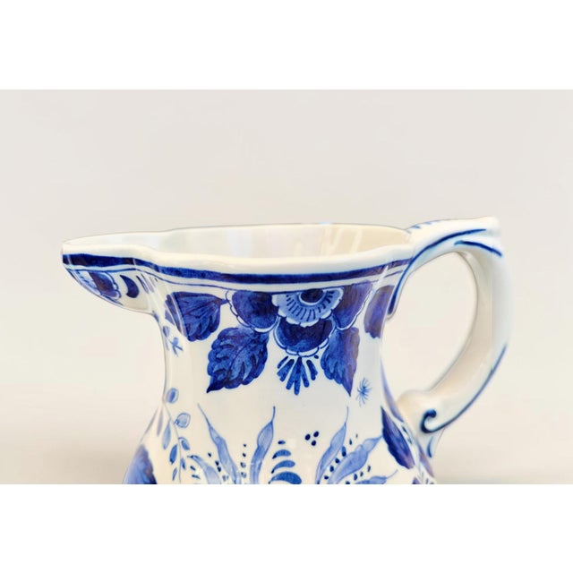 Blue Large Early 20th Century Antique Hand-Painted Delft Blue Pitcher, Holland For Sale - Image 8 of 18