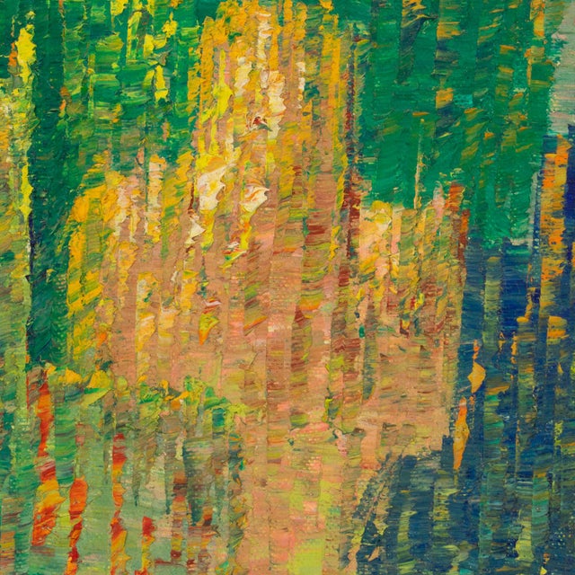 Pointillism Skyscrapers Cityscape Oil on Canvas Painting by Le Boreux For Sale In Atlanta - Image 6 of 17