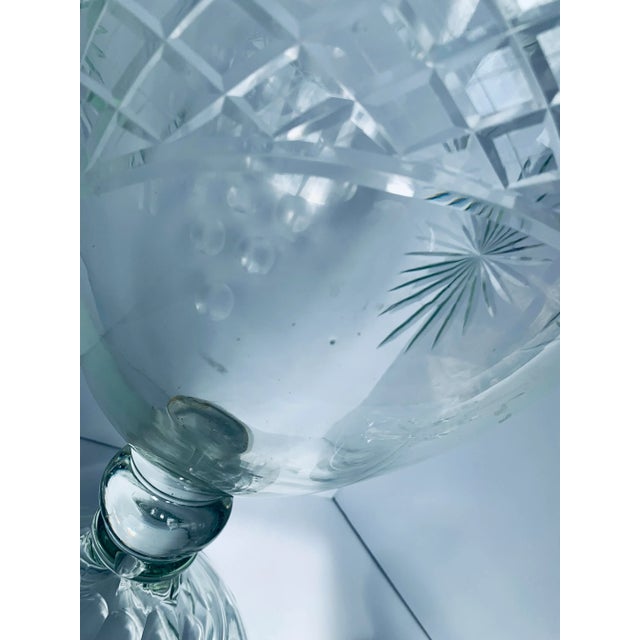 Monumental English Antique Late 19th Century Blown Cut-Glass Apothecary Jar With Faceted Finial Cover For Sale - Image 10 of 13