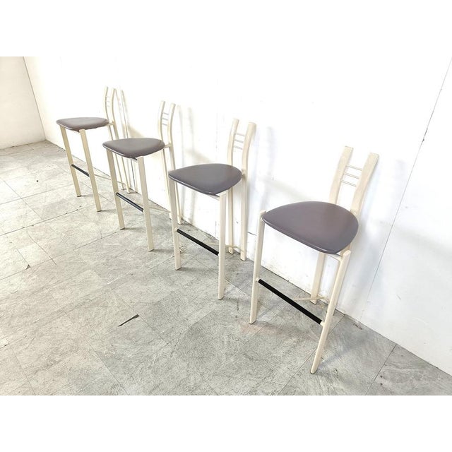 Metal Vintage Chrome Wire Bar Stools, 1980s, Set of 4 For Sale - Image 7 of 9