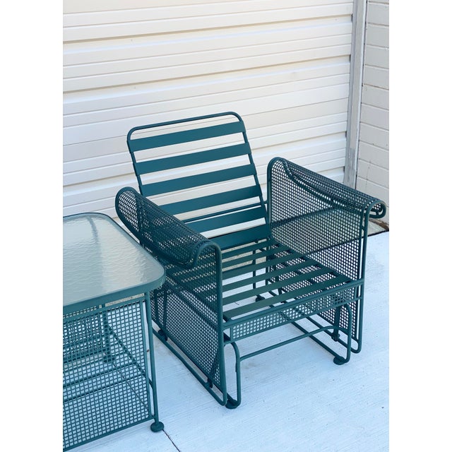 MidCentury Modern Russell Woodard Outdoor Green Patio Glider Set Set