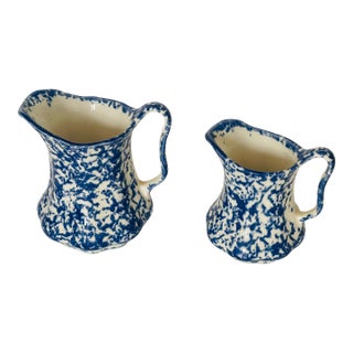 Pair Staffordshire England Spattered Jars For Sale