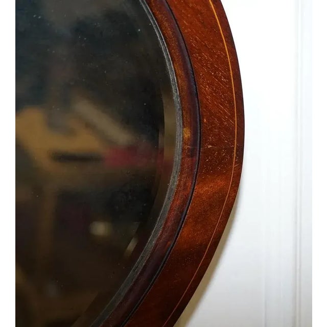 Wood Antique Edwardian Oval Wall Beveled Mirror, 1910s For Sale - Image 7 of 10