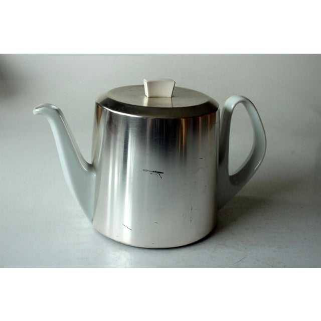 Art Deco 1930s Antique German Porcelain Tea Pot With Metal Warming Hood For Sale - Image 3 of 11