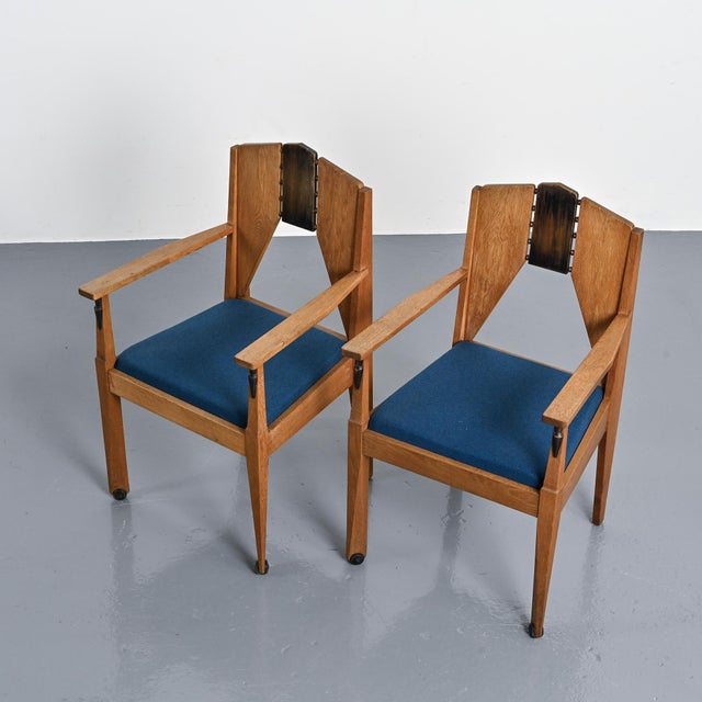 Amsterdamse School Oak Armchairs by J.J. Zijfers, 1928, Set of 2 For Sale - Image 6 of 15