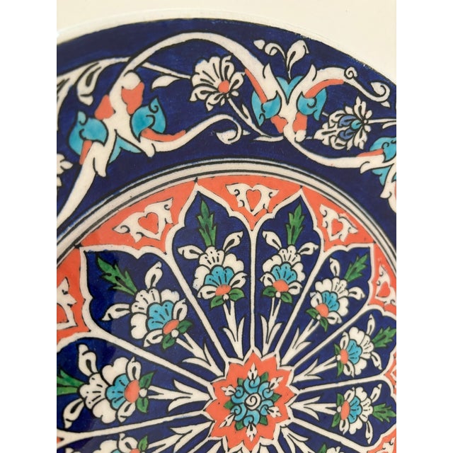 Ceramic Turkish Kütahya Pottery Hand Painted Wall Plate Iznik Style, Artist Signed 1950s For Sale - Image 7 of 10