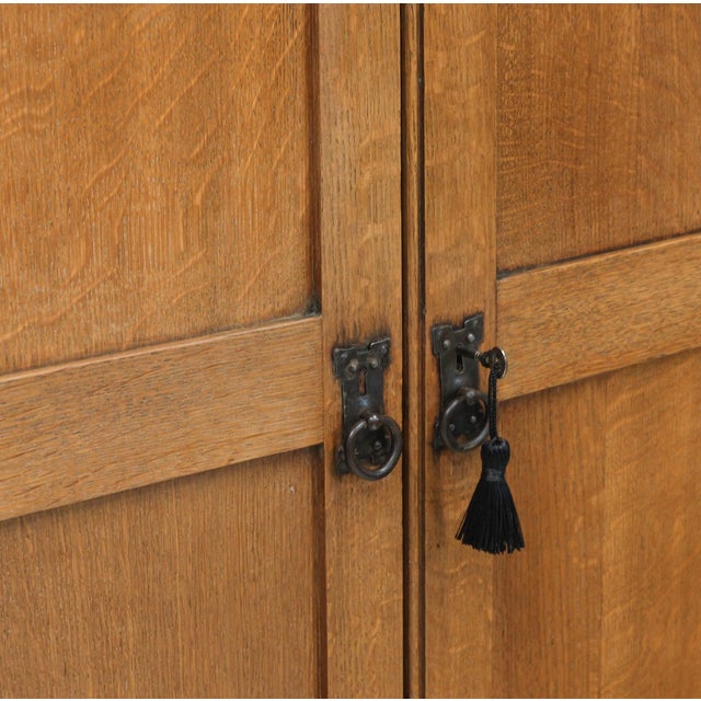 Brown Large Arts & Crafts Cotswold School Oak Enclosed Chest of Drawers, 1906 For Sale - Image 8 of 18