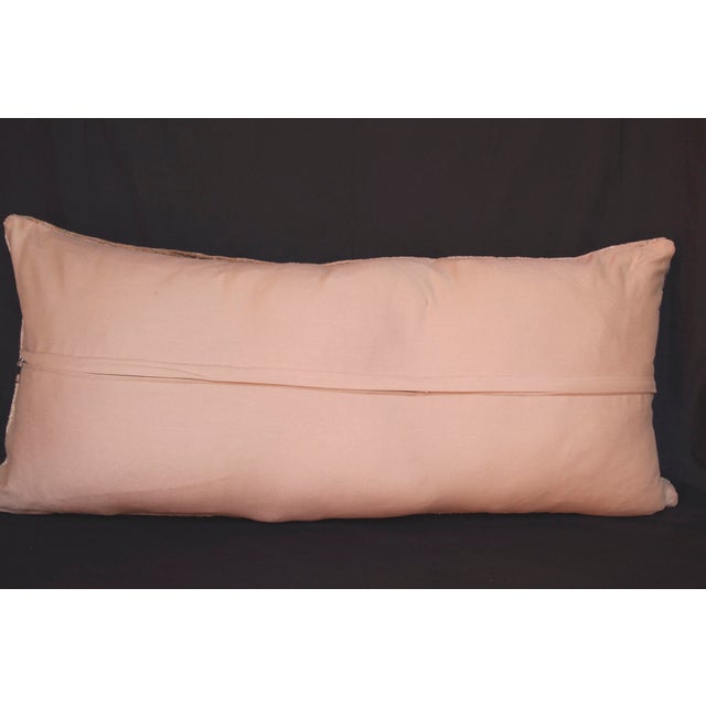 Faded Oushak Rug Pillow – Vintage Turkish Handwoven Lumbar Cushion -17'' X 37'' For Sale - Image 13 of 13