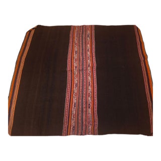 Vintage 1960s Andean Handwoven Wool Textile – Heavy Tribal Tapestry With Intricate Geometric Patterns For Sale