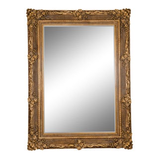 Giltwood Beveled Hanging Floor Length Wall Mirror For Sale