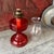 Vintage Red Glass Oil Lamp With Clear Chimney & Brass Wick Holder For Sale - Image 11 of 15