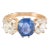 Antique 14k Yellow Gold Oval Burma Sapphire Three Stone Diamond Cocktail Ring Size 5 For Sale