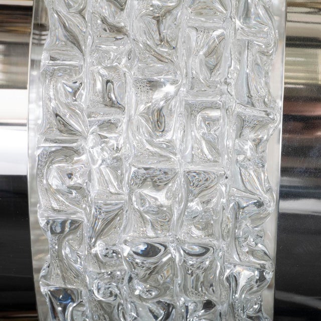 Transparent Barrel-Shaped Textured Murano Glass Pendant For Sale - Image 8 of 8