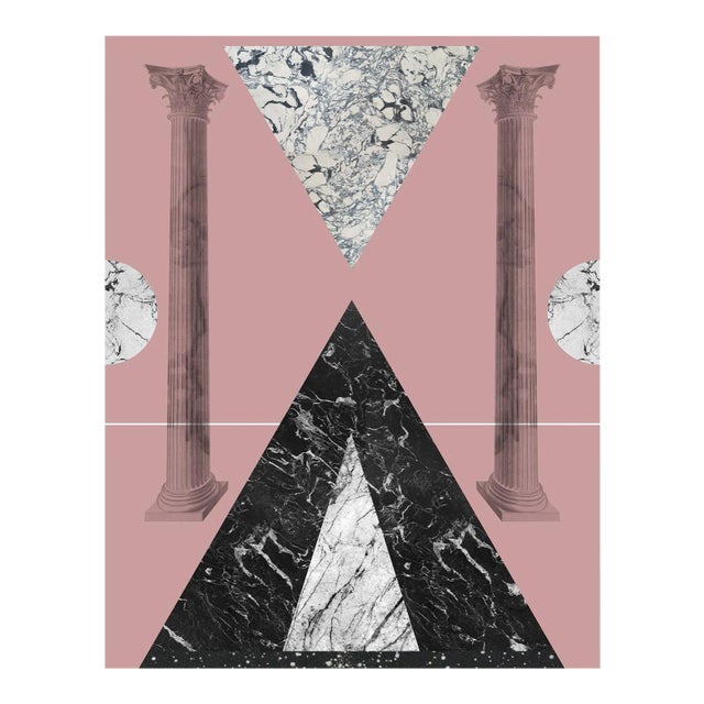 Art Deco Geometric Collage Print With Marble and Pink by Molly Frances For Sale