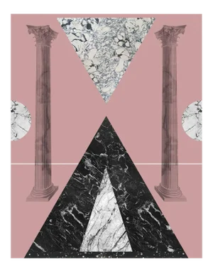 Art Deco Geometric Collage Print With Marble and Pink by Molly Frances