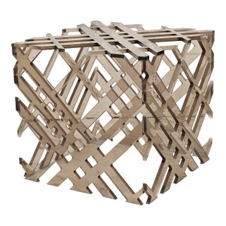 Mid 20th Century Smoke Grey Lucite Lattice Worked Cube Ottoman or Accent Table For Sale