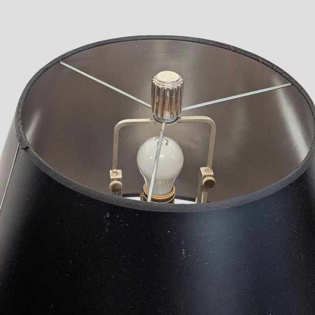 Modern Stacked Crystal Sphere Table Lamp With Chrome Accents For Sale - Image 3 of 5