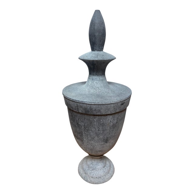 Vintage Regency-Style Metal Garden Urn For Sale