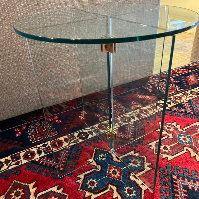 Late 20th Century Vintage Glass End Table by Leon Rosen Chairish