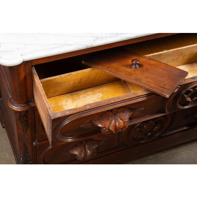 Antique American Victorian Walnut Marble-Top Dresser With Mirror For Sale - Image 14 of 18