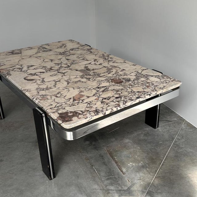 Violetta Calacatta Marble Coffee Table on Chrome Base, 1970s For Sale - Image 6 of 16