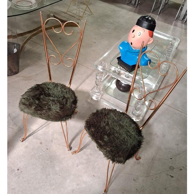 Hollywood Regency Gold-Plated Metal Chairs in the style of Maison Jansen, 1970s, Set of 2 For Sale - Image 3 of 7