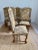 A beautifully upholstered and generously sized set of French dining chairs, featuring Chateau de Gendarme backs and...