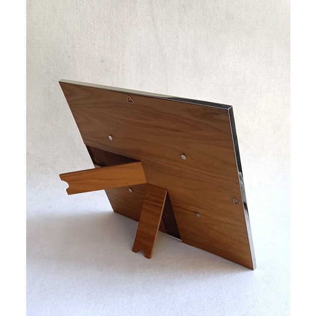 Wood Wood and Chrome Metal Photo Frame, 1970s For Sale - Image 7 of 12