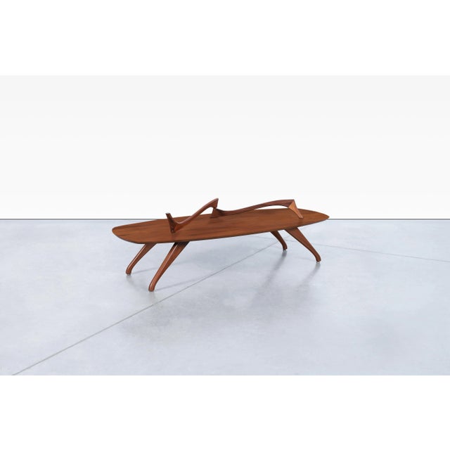 Mid-Century Modern Sculptural Walnut and Glass Coffee Table After Vladimir Kagan For Sale In Los Angeles - Image 6 of 12