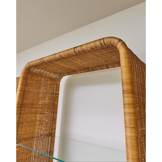 1960's French Rattan and Glass Shelf in the Manner of Louis Sognot For Sale - Image 10 of 17