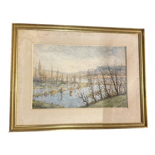 F Cavel, Marsh Landscape, Lithograph, Framed For Sale