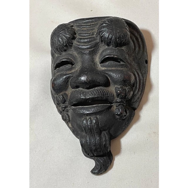 19th Century Antique 19th Century Solid Bronze Japanese Meiji Signed Noh Mask Wall Sculpture For Sale - Image 5 of 9