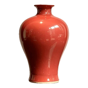 Chinese Ceramic Vase,Kangxi Marked Red Glaze Porcelain Plum Vase
