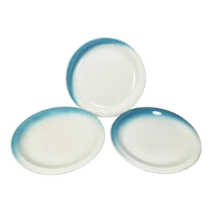 Vintage Sterling China Dinner Plates Sky Blue Diner Restaurant Ware Usa - Set of 3