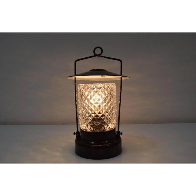 Made in czechoslovakia. Made of glass and metal with aged patina. 1x40w, e27 or e26 bulb. New cabling. Re-polished. Good...