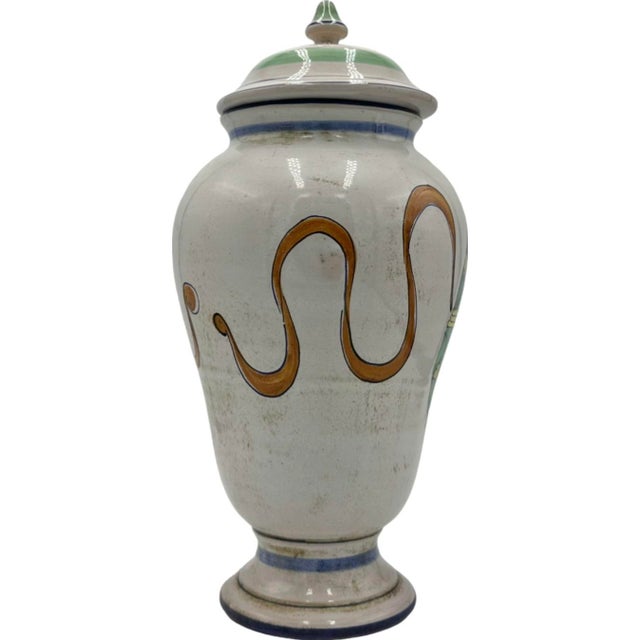 Mid 20th Century Vintage Frankincense Olibanum Ceramic Covered Urn Jar Italy For Sale - Image 5 of 12