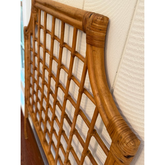 Vintage Bamboo Rattan Twin Headboard Coastal Palm Beach Style For Sale - Image 4 of 8